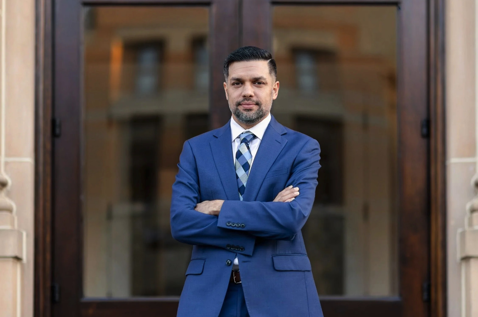 Wes Sackrule, criminal defense attorney, at the courthouse